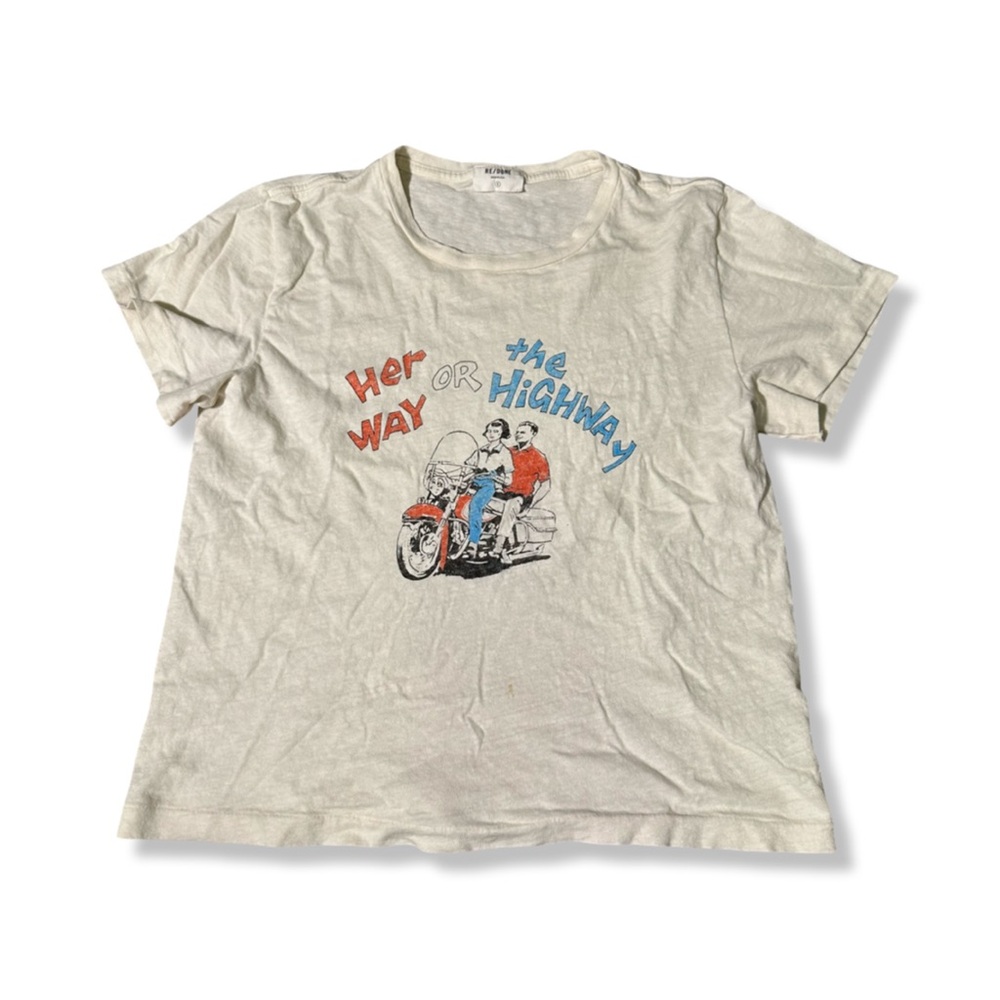 Re/done Her Way Or The Highway White T Shirt Size Small Streetwear